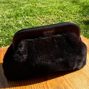 NWT Guess women bag TESORO handbag faux fur crossbody bag black